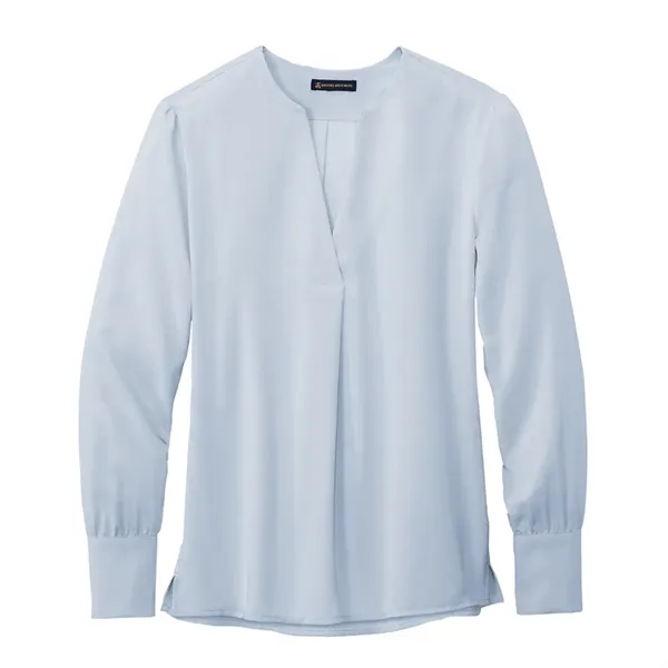 Brooks Brothers® Women's Open-Neck Satin Blouse - Brooks Brothers® Women's Open-Neck Satin Blouse - Image 3 of 5