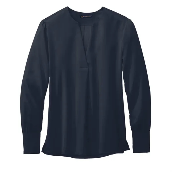 Brooks Brothers® Women's Open-Neck Satin Blouse - Brooks Brothers® Women's Open-Neck Satin Blouse - Image 4 of 5
