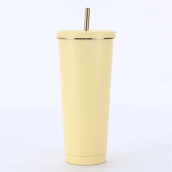 Outdoor Office Gold-rimmed Straw Tumbler - Outdoor Office Gold-rimmed Straw Tumbler - Image 1 of 4