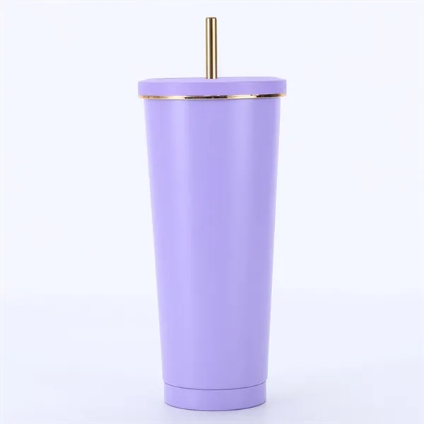 Outdoor Office Gold-rimmed Straw Tumbler - Outdoor Office Gold-rimmed Straw Tumbler - Image 2 of 4