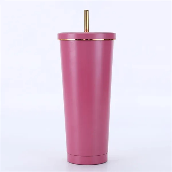Outdoor Office Gold-rimmed Straw Tumbler - Outdoor Office Gold-rimmed Straw Tumbler - Image 3 of 4