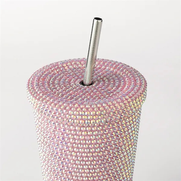 Rhinestone Insulated Tumbler with Straw - Rhinestone Insulated Tumbler with Straw - Image 5 of 5