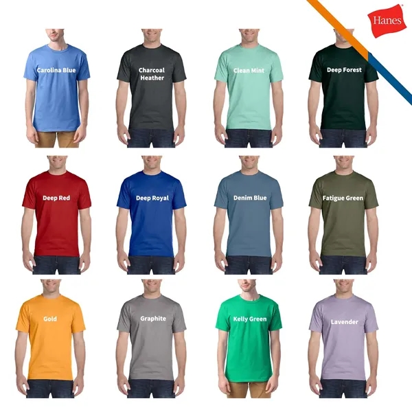 Hanes® 5.2 oz 100% Cotton Adult Short Sleeve T-Shirts - Hanes® 5.2 oz 100% Cotton Adult Short Sleeve T-Shirts - Image 4 of 6