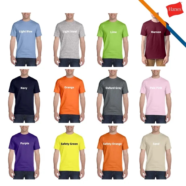 Hanes® 5.2 oz 100% Cotton Adult Short Sleeve T-Shirts - Hanes® 5.2 oz 100% Cotton Adult Short Sleeve T-Shirts - Image 5 of 6