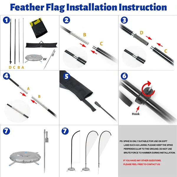 13' Custom Feather Flag Kit- Double Sided W/ Cross Base - 13' Custom Feather Flag Kit- Double Sided W/ Cross Base - Image 2 of 4