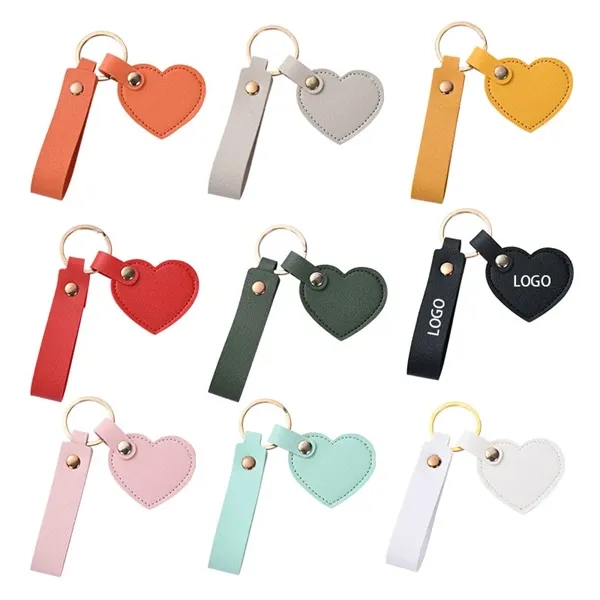 Heart Shaped Leather Keychain Can Be Customized Logo - Heart Shaped Leather Keychain Can Be Customized Logo - Image 0 of 9