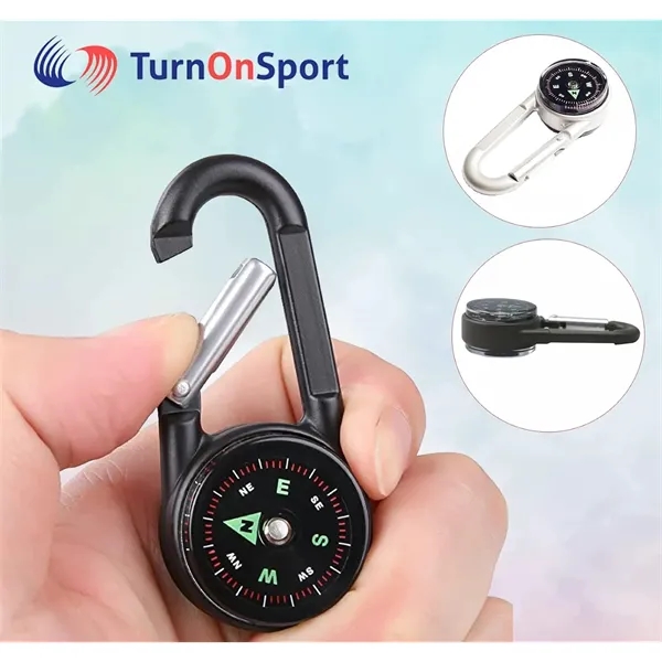 Zinc Alloy Compass with Metal Carabiner Clip - Zinc Alloy Compass with Metal Carabiner Clip - Image 1 of 8