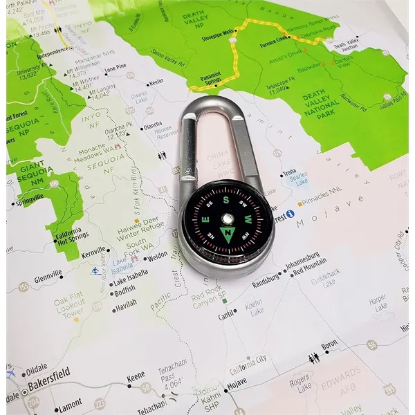 Zinc Alloy Compass with Metal Carabiner Clip - Zinc Alloy Compass with Metal Carabiner Clip - Image 2 of 8
