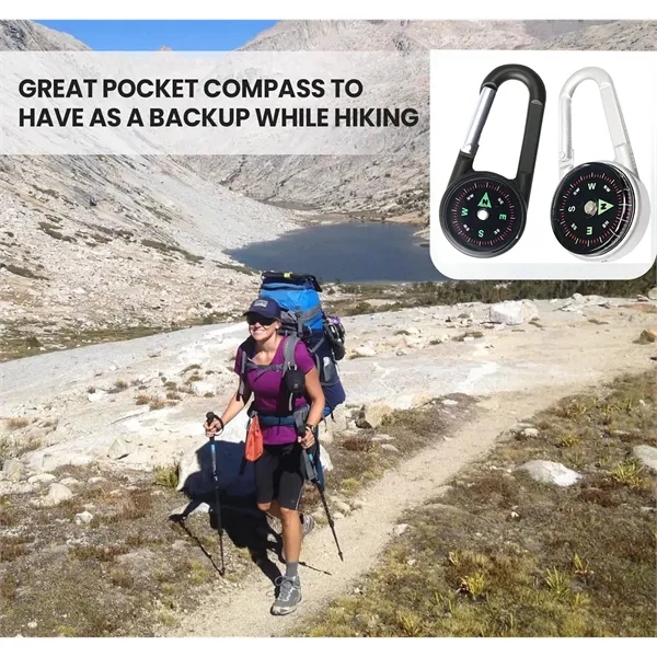 Zinc Alloy Compass with Metal Carabiner Clip - Zinc Alloy Compass with Metal Carabiner Clip - Image 4 of 8