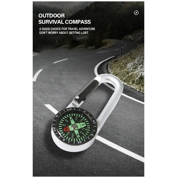 Zinc Alloy Compass with Metal Carabiner Clip - Zinc Alloy Compass with Metal Carabiner Clip - Image 5 of 8