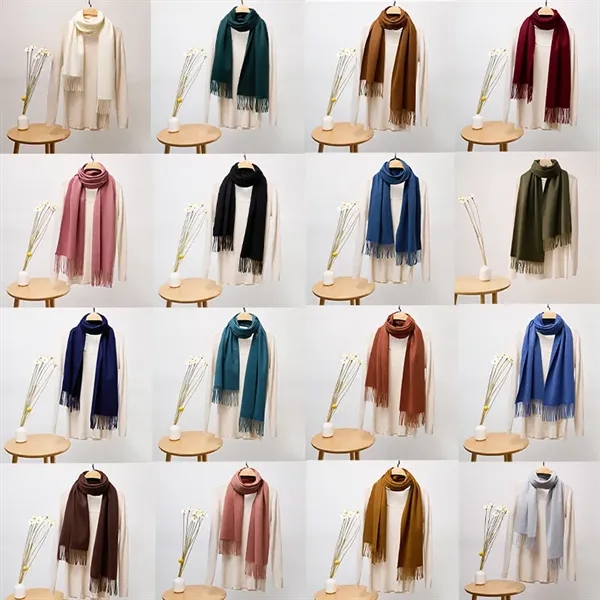 Luxury Pure Cashmere Pashmina Scarf w/Tassel 72"x12" - Luxury Pure Cashmere Pashmina Scarf w/Tassel 72"x12" - Image 3 of 3