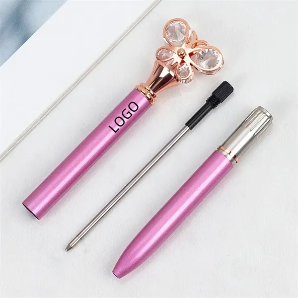 Crystal Diamond Butterfly Metal Twist Action Ballpoint Pen - Crystal Diamond Butterfly Metal Twist Action Ballpoint Pen - Image 1 of 2