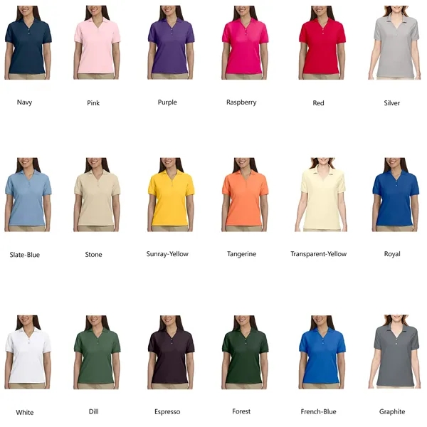 Devon & Jones Ladies' Short-Sleeve Y-Collar Polo Shirts - Devon & Jones Ladies' Short-Sleeve Y-Collar Polo Shirts - Image 1 of 7