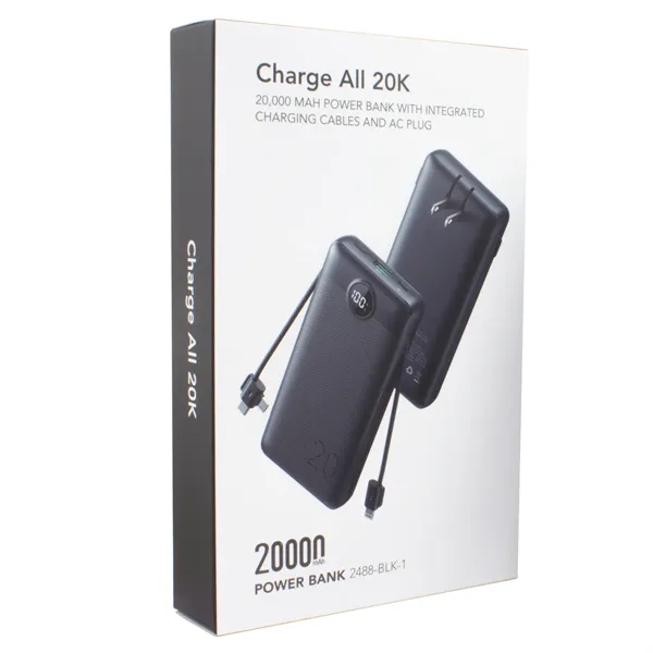 Charge All 20K Power Bank with Charging Cables and AC Plug - Charge All 20K Power Bank with Charging Cables and AC Plug - Image 4 of 13