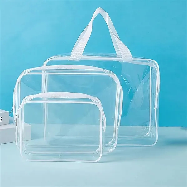 3Pcs Clear PVC Travel Toiletry Bag Kit - 3Pcs Clear PVC Travel Toiletry Bag Kit - Image 2 of 8