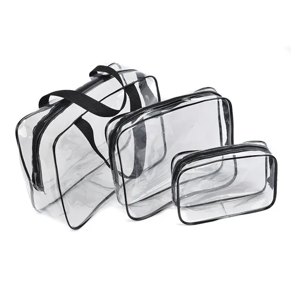 3Pcs Clear PVC Travel Toiletry Bag Kit - 3Pcs Clear PVC Travel Toiletry Bag Kit - Image 3 of 8