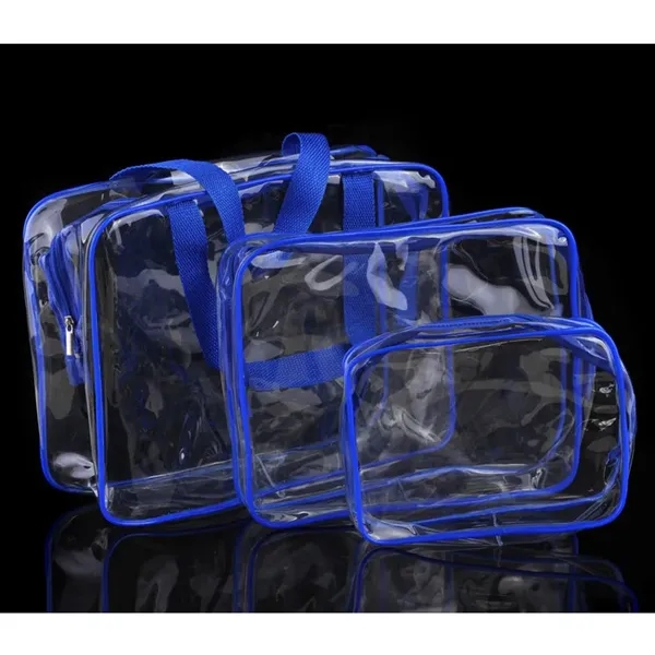 3Pcs Clear PVC Travel Toiletry Bag Kit - 3Pcs Clear PVC Travel Toiletry Bag Kit - Image 4 of 8