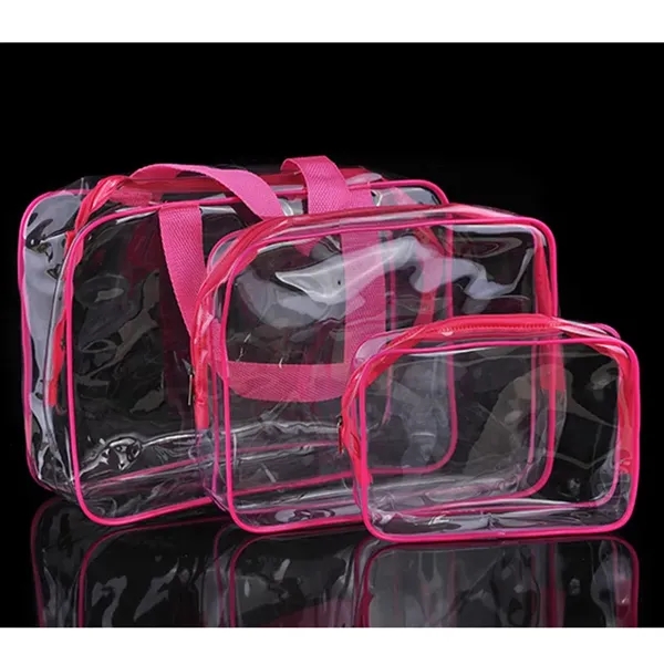 3Pcs Clear PVC Travel Toiletry Bag Kit - 3Pcs Clear PVC Travel Toiletry Bag Kit - Image 5 of 8