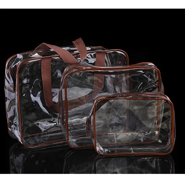 3Pcs Clear PVC Travel Toiletry Bag Kit - 3Pcs Clear PVC Travel Toiletry Bag Kit - Image 6 of 8