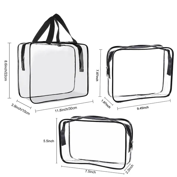3Pcs Clear PVC Travel Toiletry Bag Kit - 3Pcs Clear PVC Travel Toiletry Bag Kit - Image 7 of 8