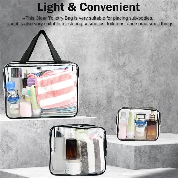 3Pcs Clear PVC Travel Toiletry Bag Kit - 3Pcs Clear PVC Travel Toiletry Bag Kit - Image 8 of 8