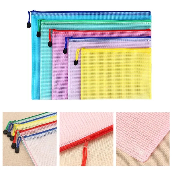 A4 Size Transparent Mesh Zipper Stationery Bag - A4 Size Transparent Mesh Zipper Stationery Bag - Image 1 of 6