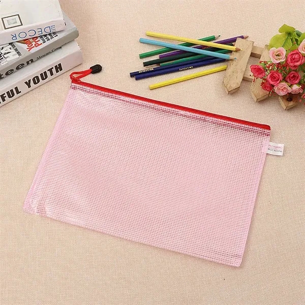 A4 Size Transparent Mesh Zipper Stationery Bag - A4 Size Transparent Mesh Zipper Stationery Bag - Image 2 of 6