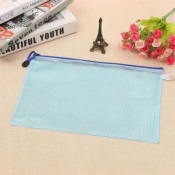 A4 Size Transparent Mesh Zipper Stationery Bag - A4 Size Transparent Mesh Zipper Stationery Bag - Image 3 of 6