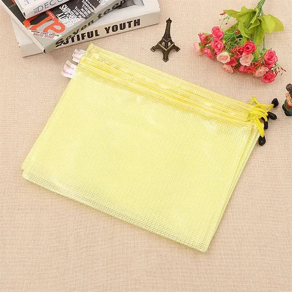 A4 Size Transparent Mesh Zipper Stationery Bag - A4 Size Transparent Mesh Zipper Stationery Bag - Image 4 of 6