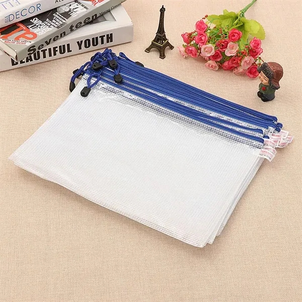 A4 Size Transparent Mesh Zipper Stationery Bag - A4 Size Transparent Mesh Zipper Stationery Bag - Image 5 of 6