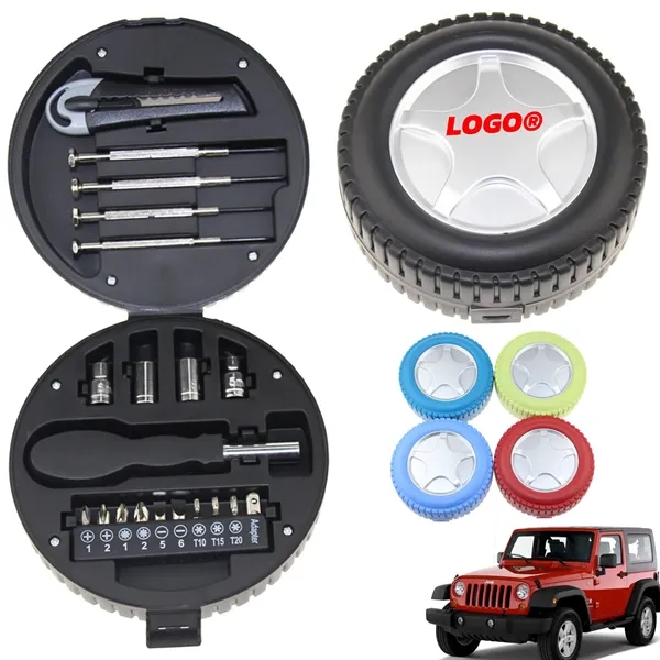 Portable Repairing Multi-function Tire Shaped Tool Sets Kits - Portable Repairing Multi-function Tire Shaped Tool Sets Kits - Image 0 of 4