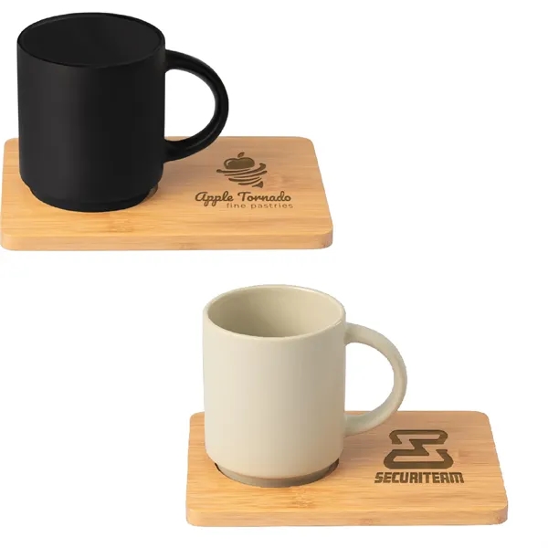 Cafe Duo - 11 oz. Ceramic Mug & Bamboo Board Set - Cafe Duo - 11 oz. Ceramic Mug & Bamboo Board Set - Image 7 of 9