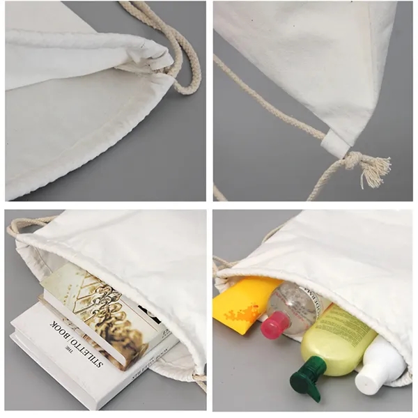 Blank Cotton Canvas Drawstring Bags Storage Backpack - Blank Cotton Canvas Drawstring Bags Storage Backpack - Image 3 of 5