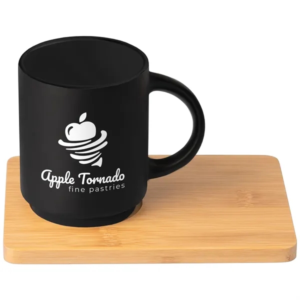 Custom Cafe Duo - 11 oz. Ceramic Mug & Bamboo Board Set