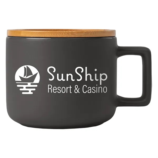 Cafe Virtuoso - 12 oz. Ceramic Mug with Bamboo Lid