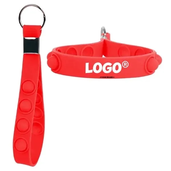 Push Pop Stress Reliever Keychain Silicone Wrist Strap - Push Pop Stress Reliever Keychain Silicone Wrist Strap - Image 1 of 10