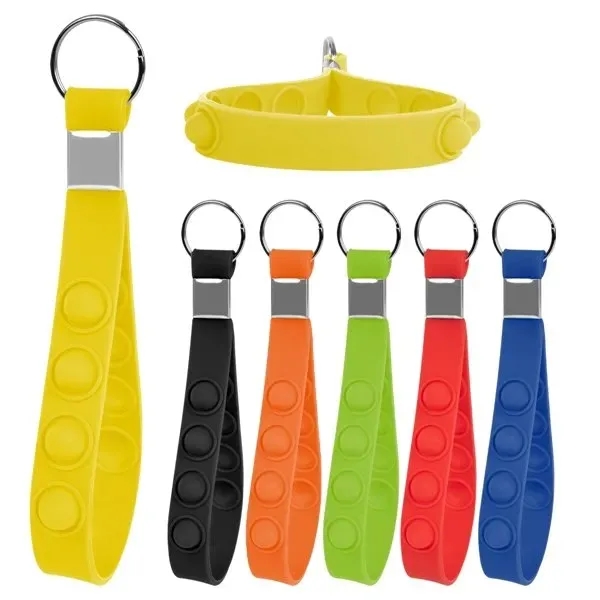 Push Pop Stress Reliever Keychain Silicone Wrist Strap - Push Pop Stress Reliever Keychain Silicone Wrist Strap - Image 2 of 10
