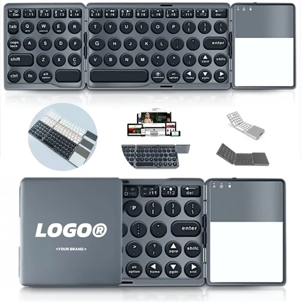 Wireless Foldable Rechargeable Keyboard With Touchpad - Wireless Foldable Rechargeable Keyboard With Touchpad - Image 0 of 6