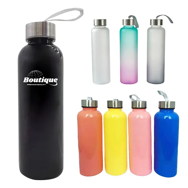 18Oz With Screw-On Lid Water Bottle With lanyard Glass - 18Oz With Screw-On Lid Water Bottle With lanyard Glass - Image 0 of 5