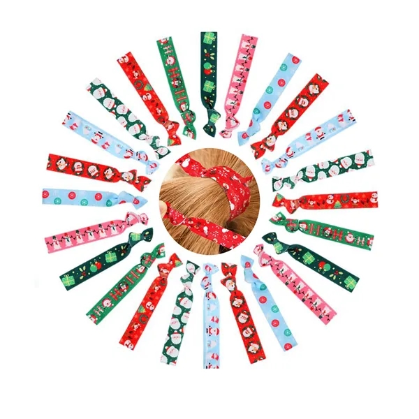 Custom Christmas Hair Ties Knotted Elastic Headband - Custom Christmas Hair Ties Knotted Elastic Headband - Image 2 of 2