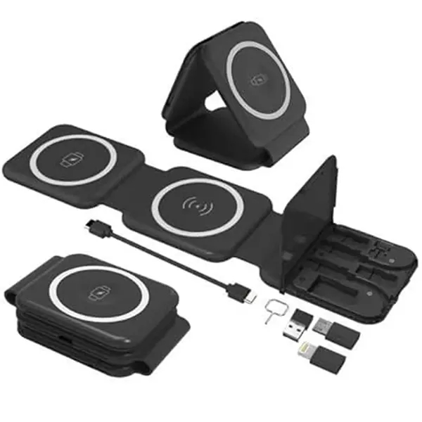 3-in-1 Folding Wireless Charger Storage Box with Phone Stand - 3-in-1 Folding Wireless Charger Storage Box with Phone Stand - Image 6 of 8