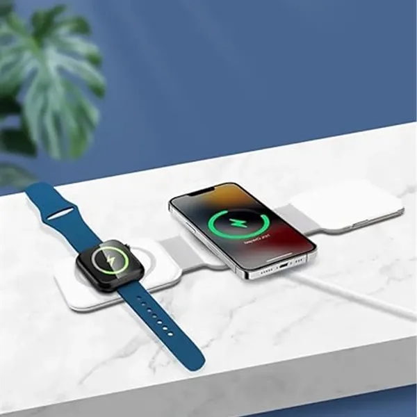 3-in-1 Folding Wireless Charger Storage Box with Phone Stand - 3-in-1 Folding Wireless Charger Storage Box with Phone Stand - Image 4 of 8