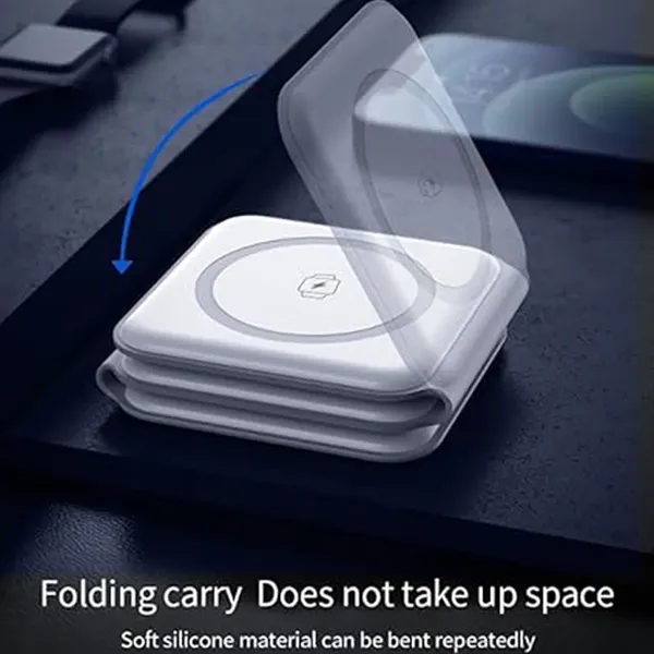 3-in-1 Folding Wireless Charger Storage Box with Phone Stand - 3-in-1 Folding Wireless Charger Storage Box with Phone Stand - Image 3 of 8