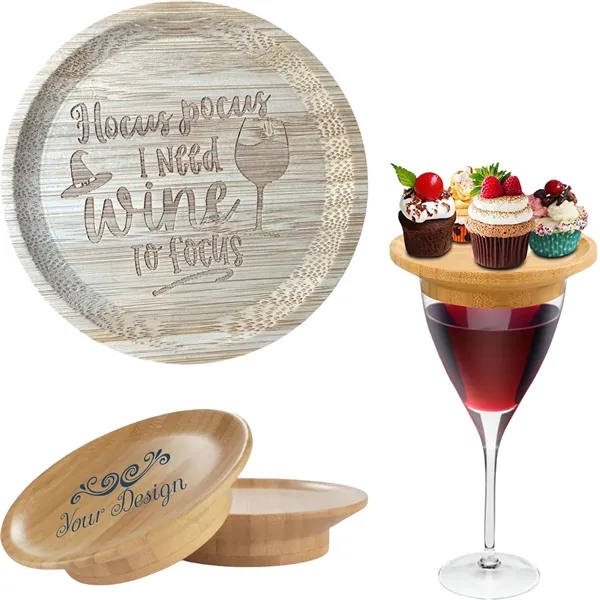 3.9" Round Bamboo Wine Glass Cover - 3.9" Round Bamboo Wine Glass Cover - Image 0 of 2