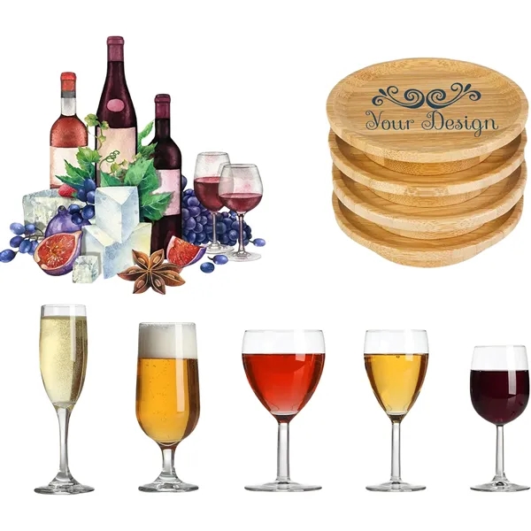 3.9" Round Bamboo Wine Glass Cover - 3.9" Round Bamboo Wine Glass Cover - Image 2 of 2