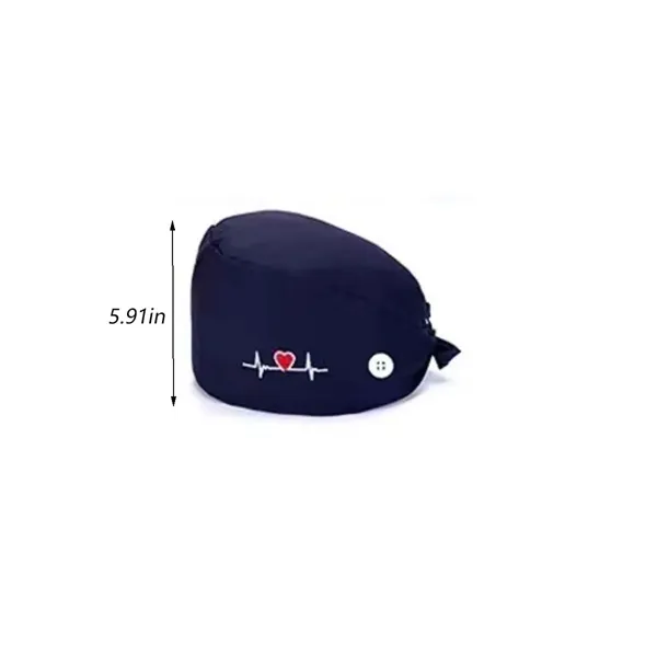 Unisex Sweatband Nursing Hat Bouffant Scrub Cap with Button - Unisex Sweatband Nursing Hat Bouffant Scrub Cap with Button - Image 1 of 4