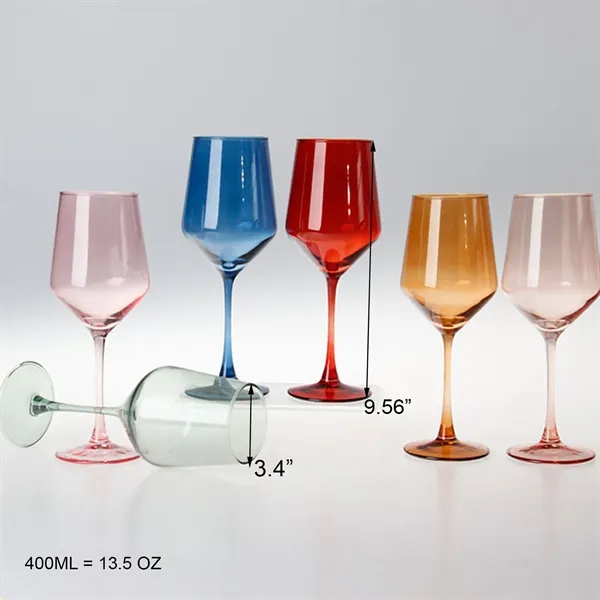 13.5 OZ Colored Wine Glass Cup Tall Stemmed for Drinkware - 13.5 OZ Colored Wine Glass Cup Tall Stemmed for Drinkware - Image 1 of 5