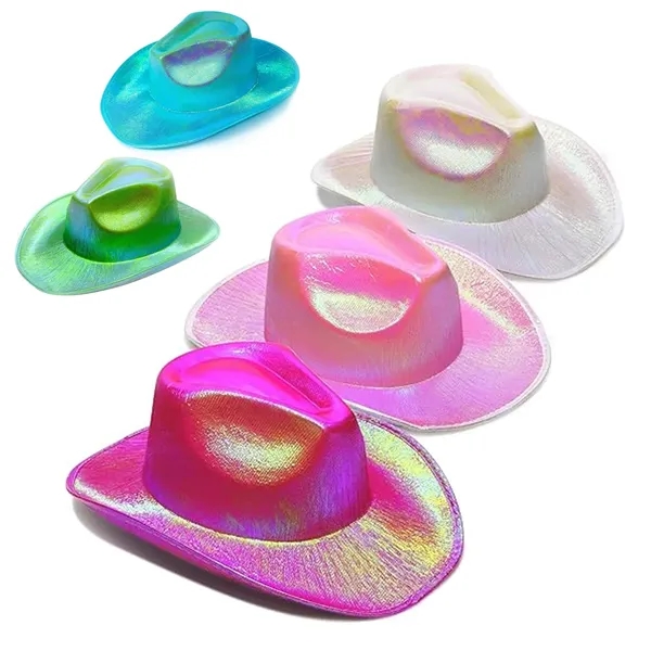 Neon Sparkly Glitter Space Cowboy Hat - Neon Sparkly Glitter Space Cowboy Hat - Image 0 of 4