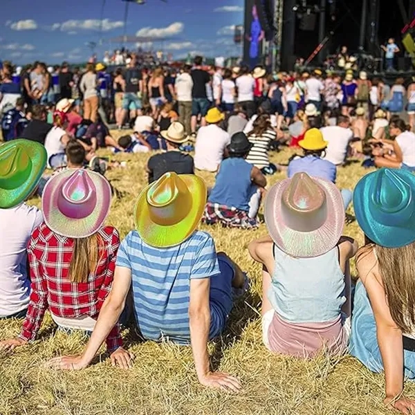 Neon Sparkly Glitter Space Cowboy Hat - Neon Sparkly Glitter Space Cowboy Hat - Image 4 of 4