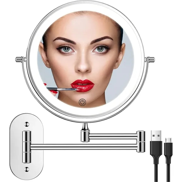 7 Inch Wall Mounted Double Sided Lighted Mirror - 7 Inch Wall Mounted Double Sided Lighted Mirror - Image 0 of 5